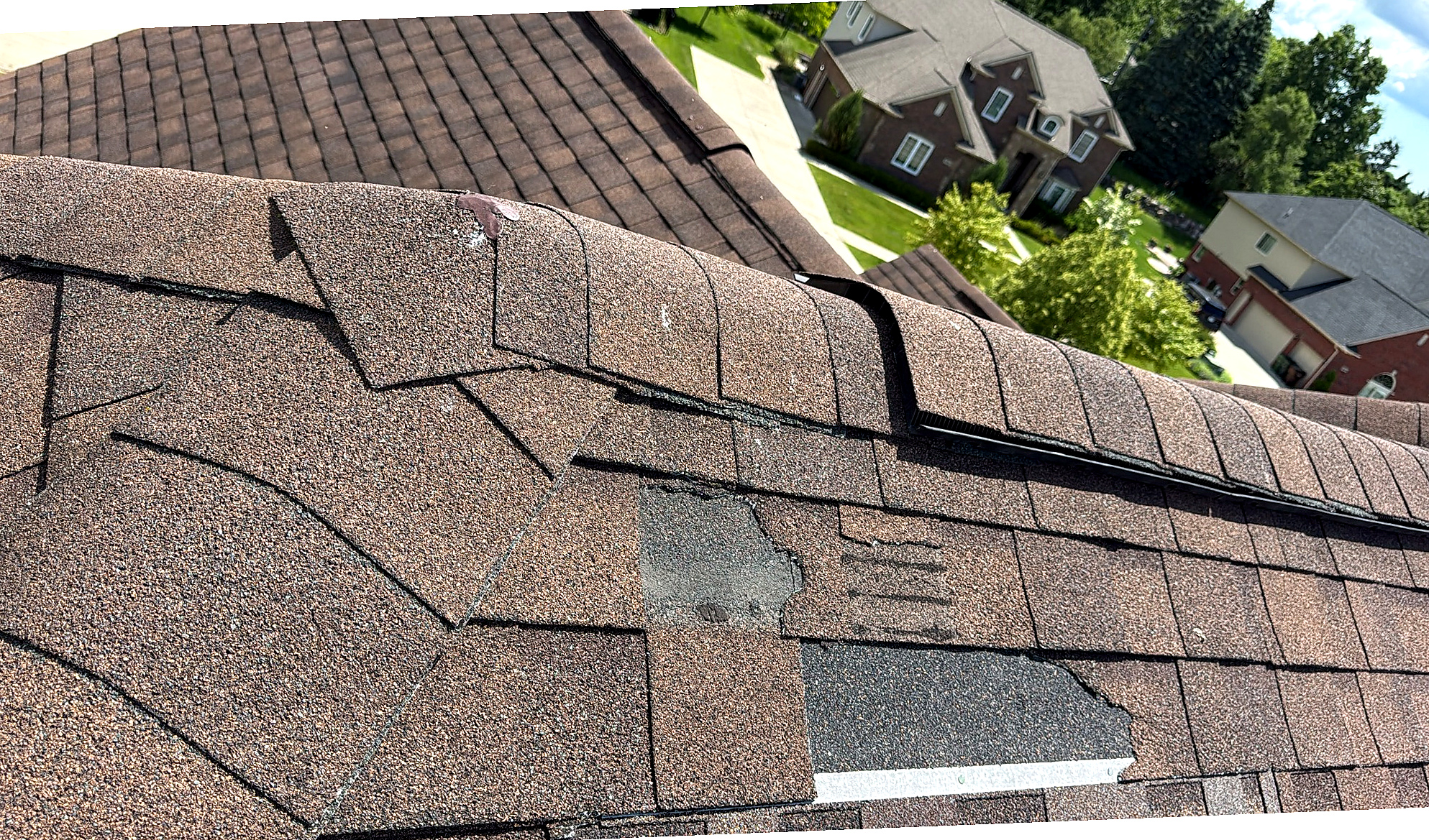 Ridge damage and patch area