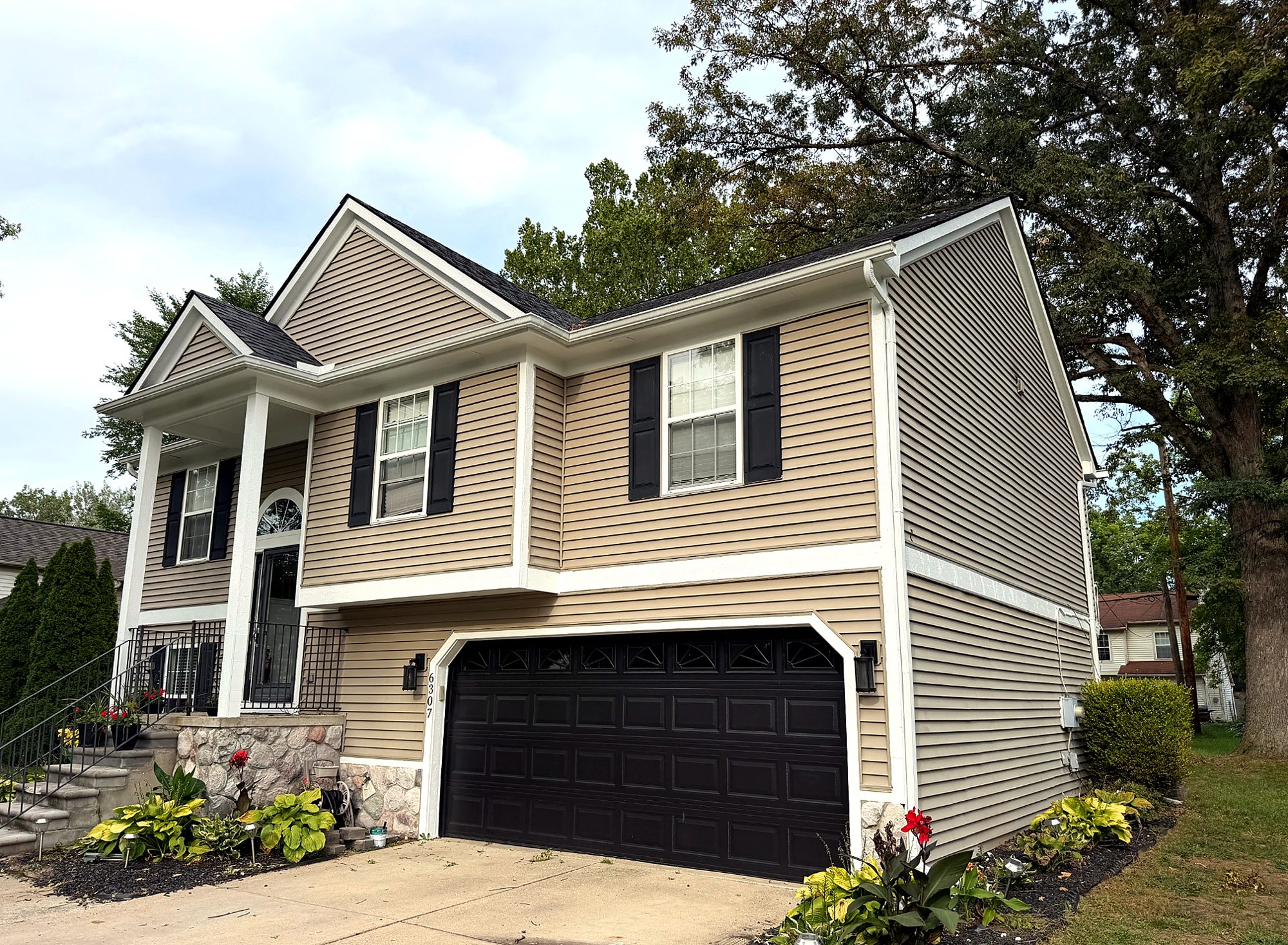 Finished front elevation, garage side