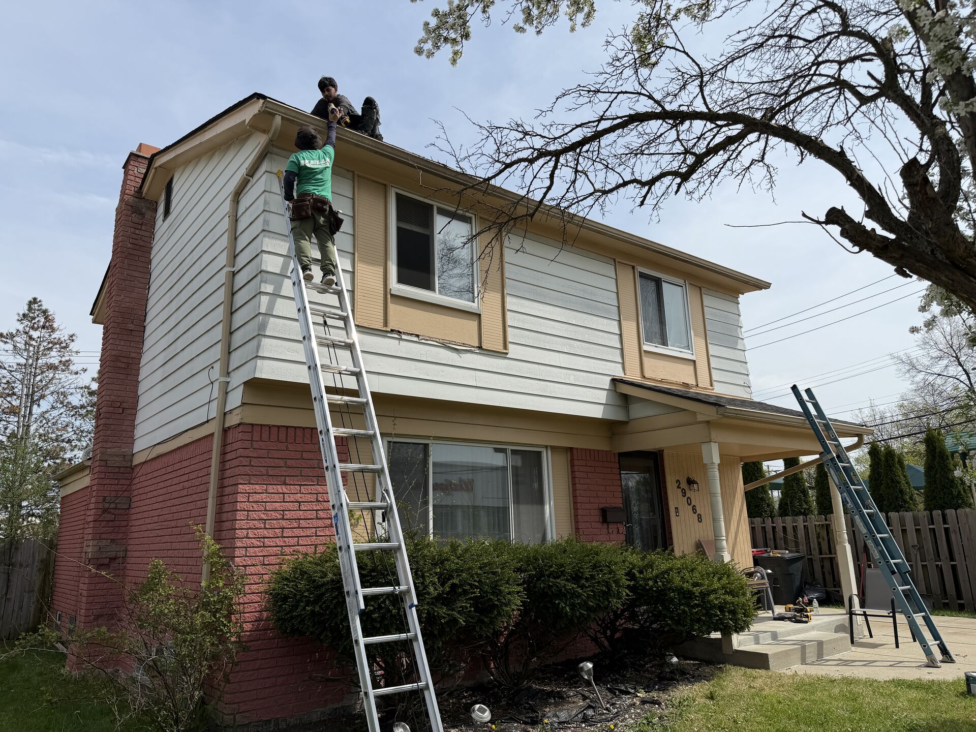 Two-story exterior repair